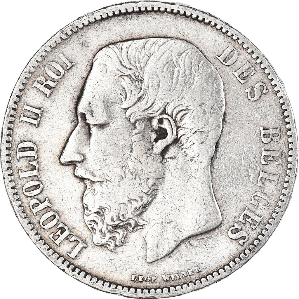 Coin, Belgium, Leopold II, 5 Francs, 5 Frank, 1867, VF(30-35), Silver, KM:24