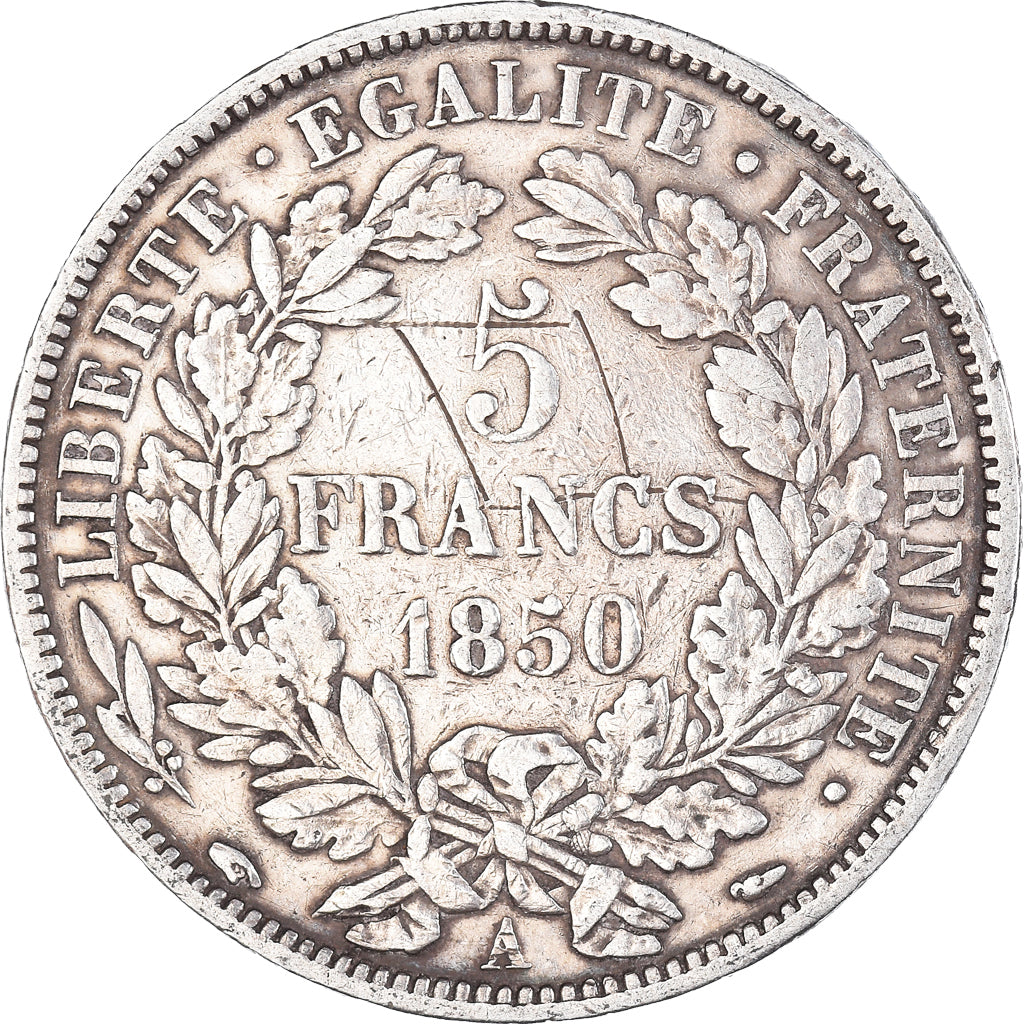 Coin, France, Cérès, 5 Francs, 1850, Paris, VF(30-35), Silver, KM:761.1
