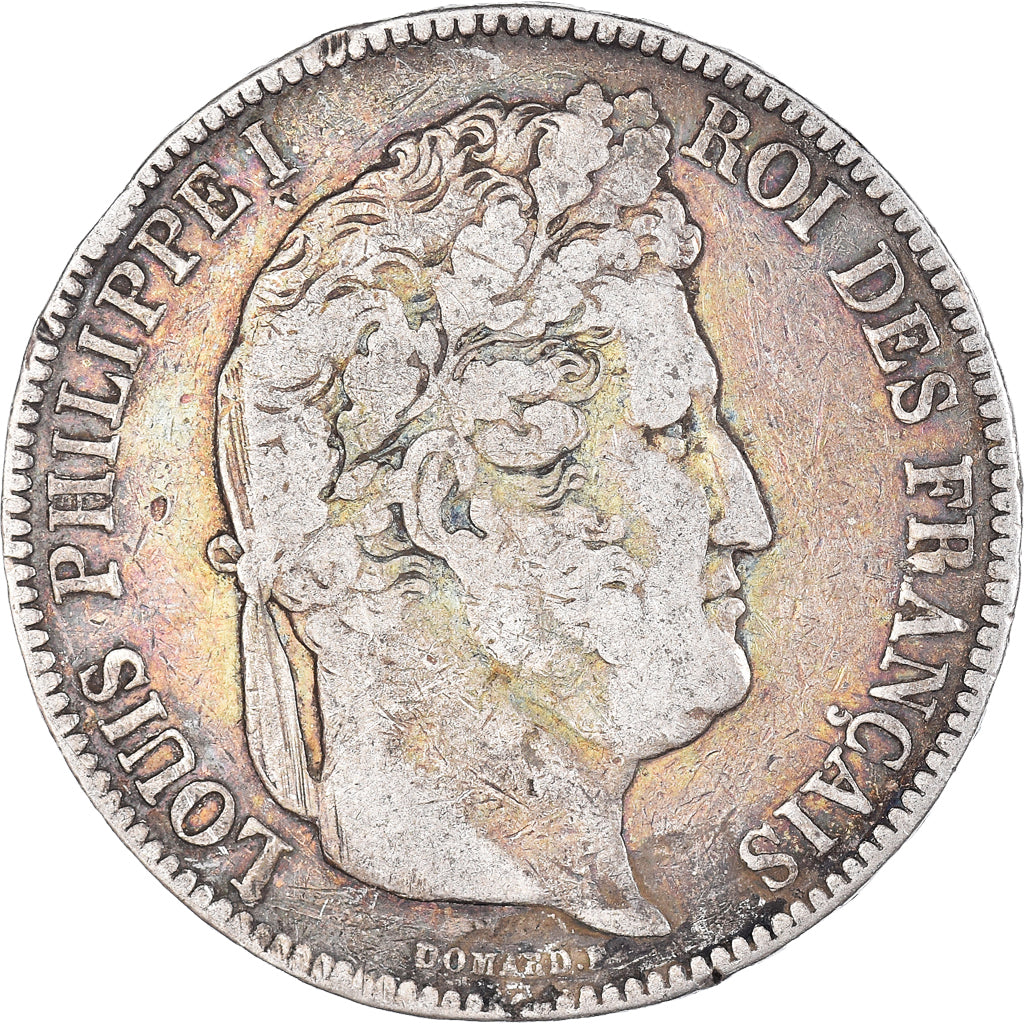Moneda, Francia, Louis-Philippe, 5 Francs, 1842, Rouen, BC+, Plata, KM:749.2