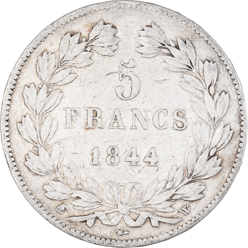 Moneta, Francia, Louis-Philippe, 5 Francs, 1844, Lille, BB, Argento, KM:749.13