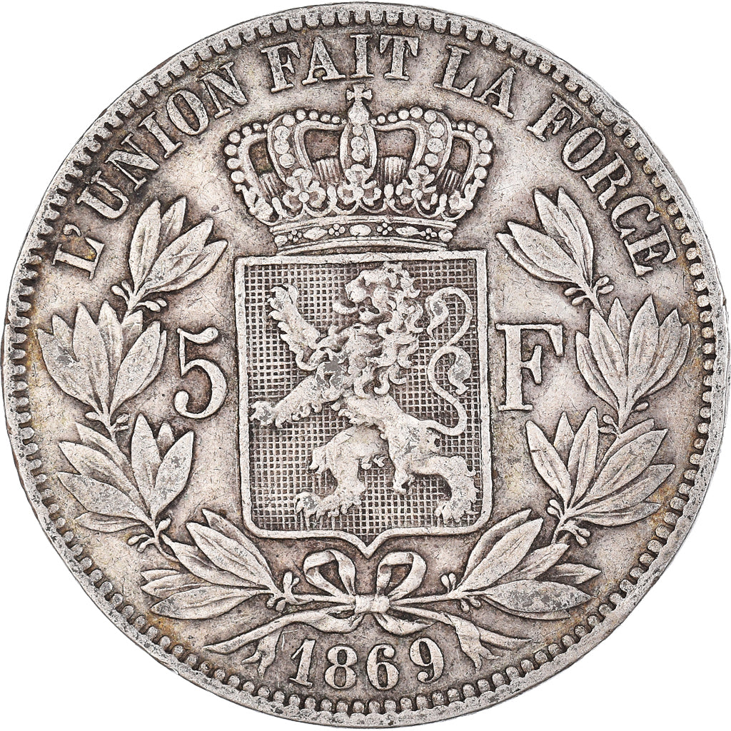 Coin, Belgium, Leopold II, 5 Francs, 5 Frank, 1869, VF(30-35), Silver, KM:24