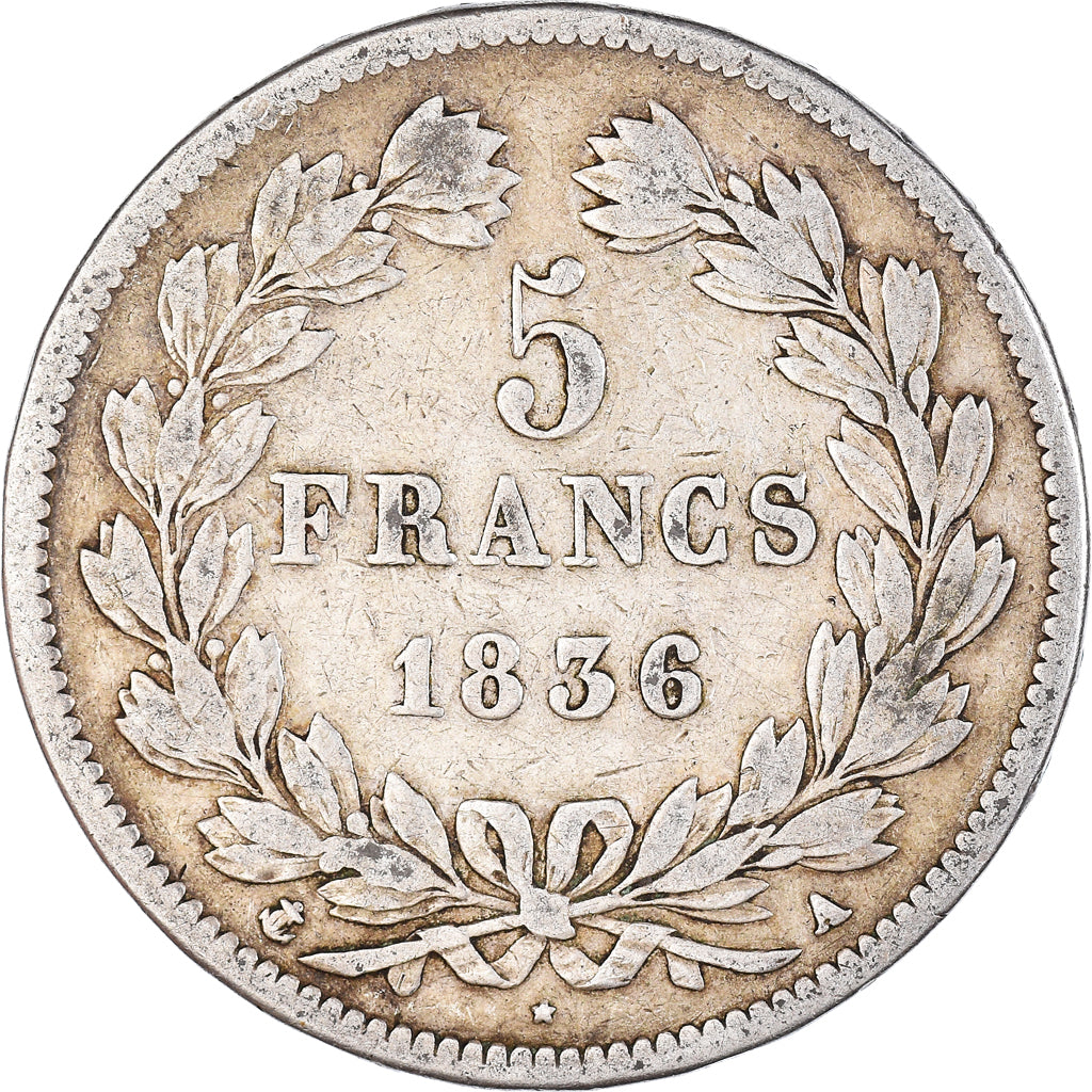 Monnaie, France, Louis-Philippe, 5 Francs, 1836, Paris, TB+, Argent