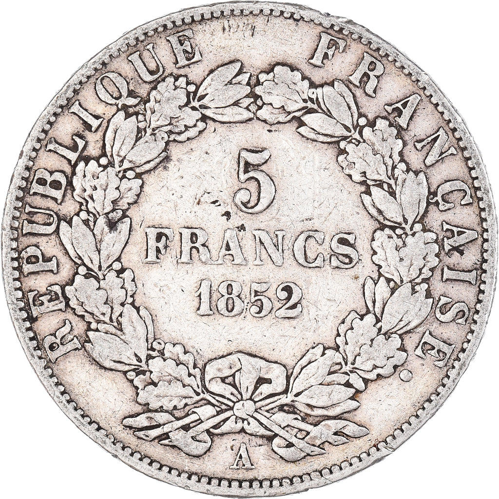 Coin, France, Napoléon III, 5 Francs, 1852, Paris, VF(30-35), Silver, KM:773.1