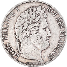 Coin, France, Louis-Philippe, 5 Francs, 1848, Strasbourg, EF(40-45), Silver