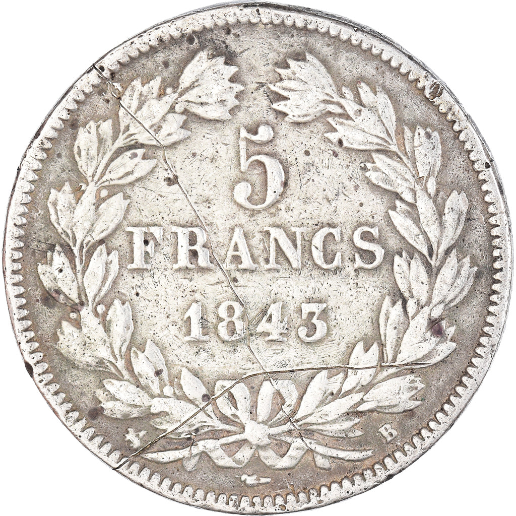 Coin, France, Louis-Philippe, 5 Francs, 1843, Rouen, VF(20-25), Silver