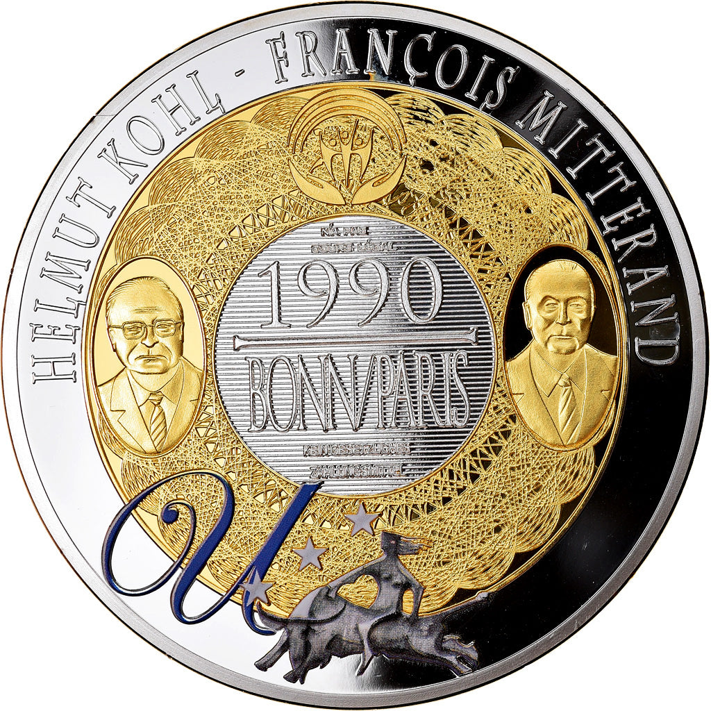 Francja, Medal, Europe, Kohl/Mitterand, Bonn-Paris, 1990, MS(64), Miedź