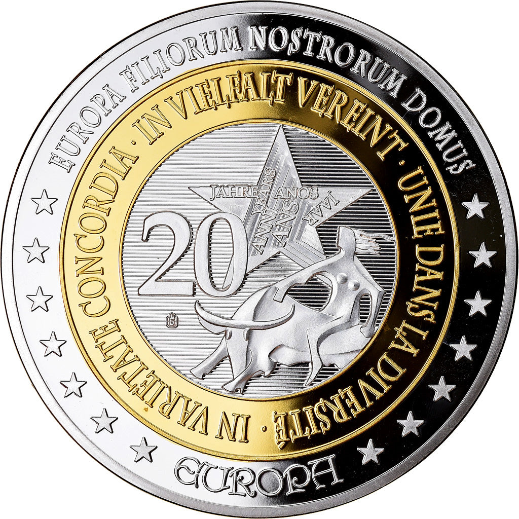 Francja, Medal, Europe, Kohl/Mitterand, Bonn-Paris, 1990, MS(64), Miedź