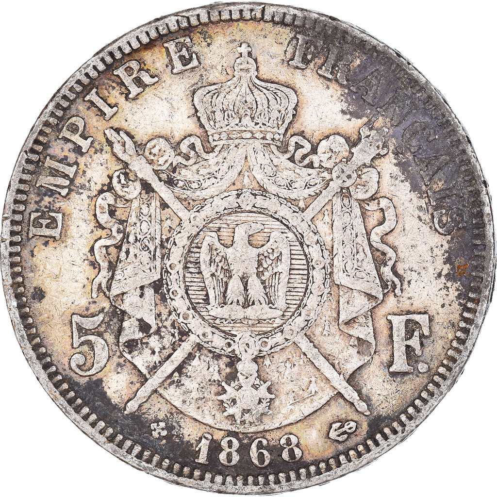 Coin, France, Napoleon III, 5 Francs, 1868, Strasbourg, VF(30-35), Silver