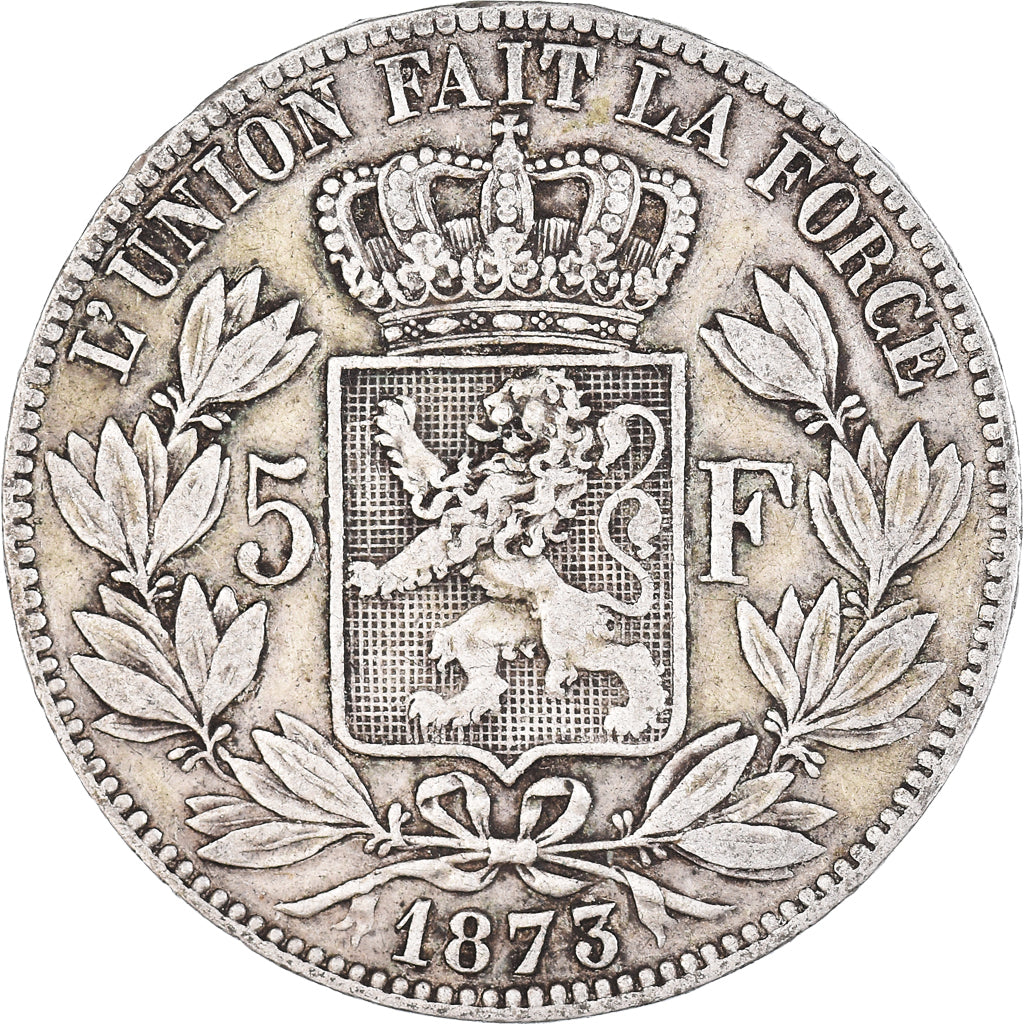 Munten, België, Leopold II, 5 Francs, 5 Frank, 1873, ZF, Zilver, KM:24