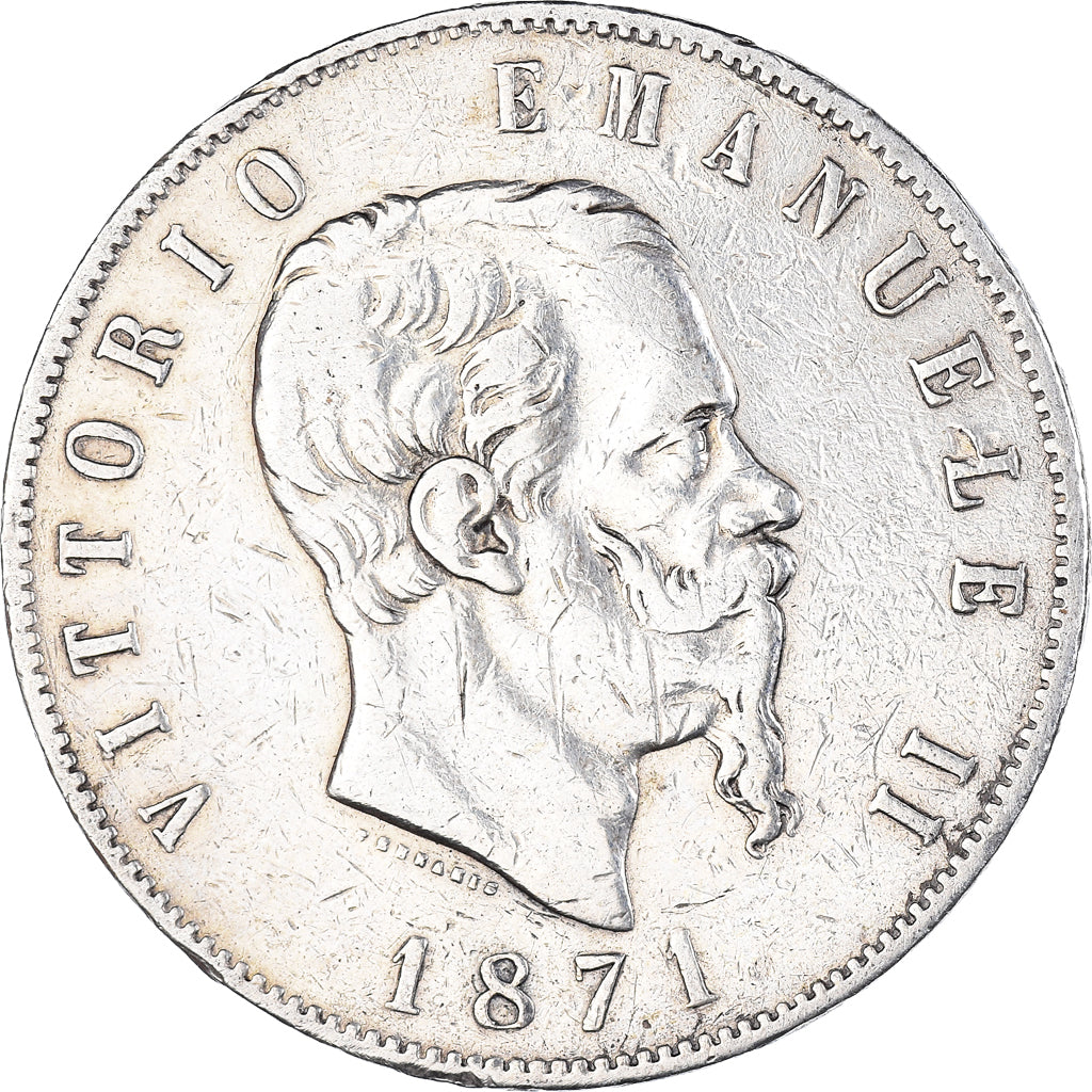 Monnaie, Italie, Vittorio Emanuele II, 5 Lire, 1871, Milan, TB, Argent, KM:8.3