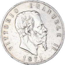 Monnaie, Italie, Vittorio Emanuele II, 5 Lire, 1871, Milan, TB, Argent, KM:8.3