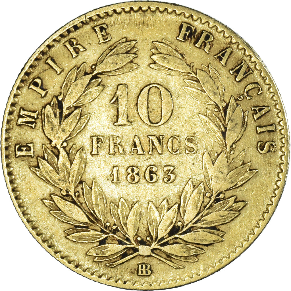 Moneta, Francja, Napoleon III, Napoléon III, 10 Francs, 1863, Strasbourg