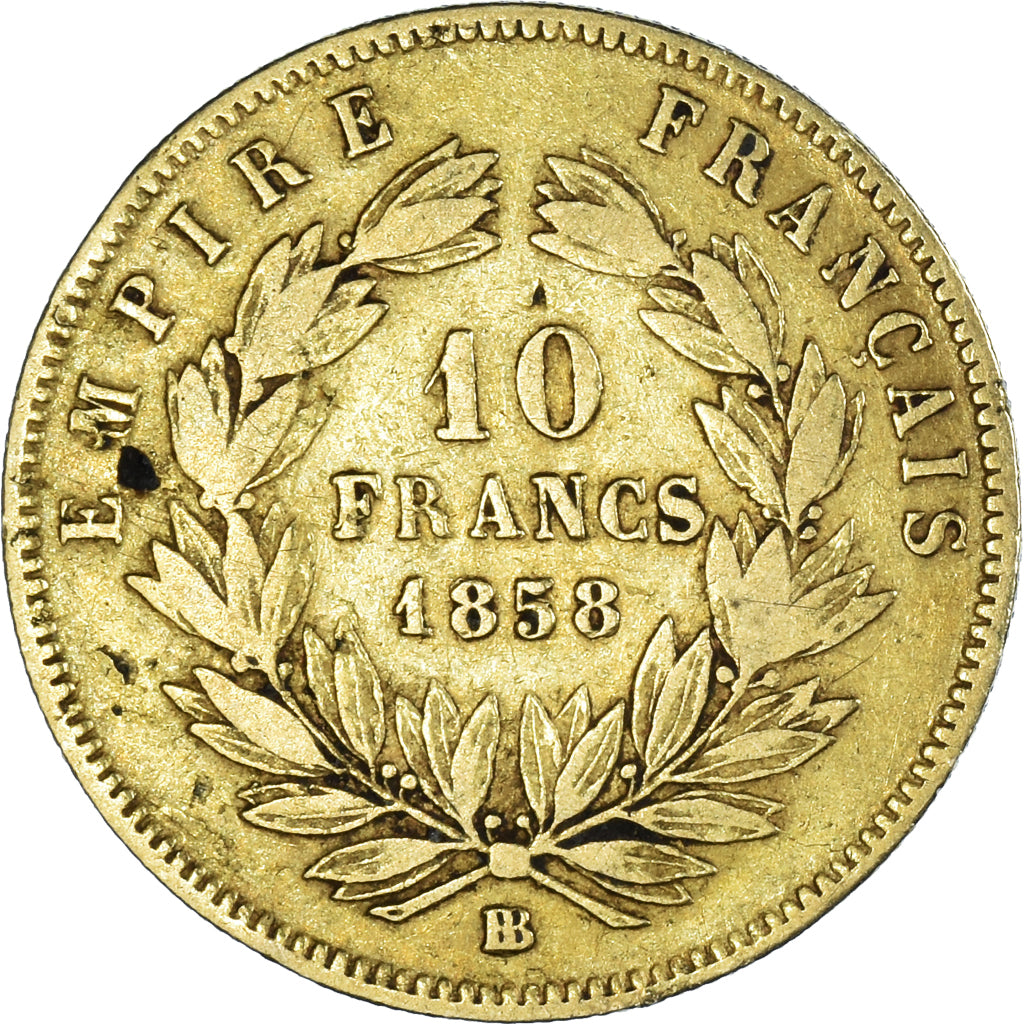 Munten, Frankrijk, Napoleon III, 10 Francs, 1858, Strasbourg, FR, Goud