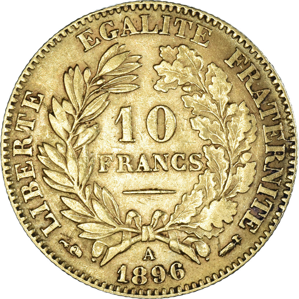 Coin, France, Cérès, 10 Francs, 1896, Paris, EF(40-45), Gold, KM:830