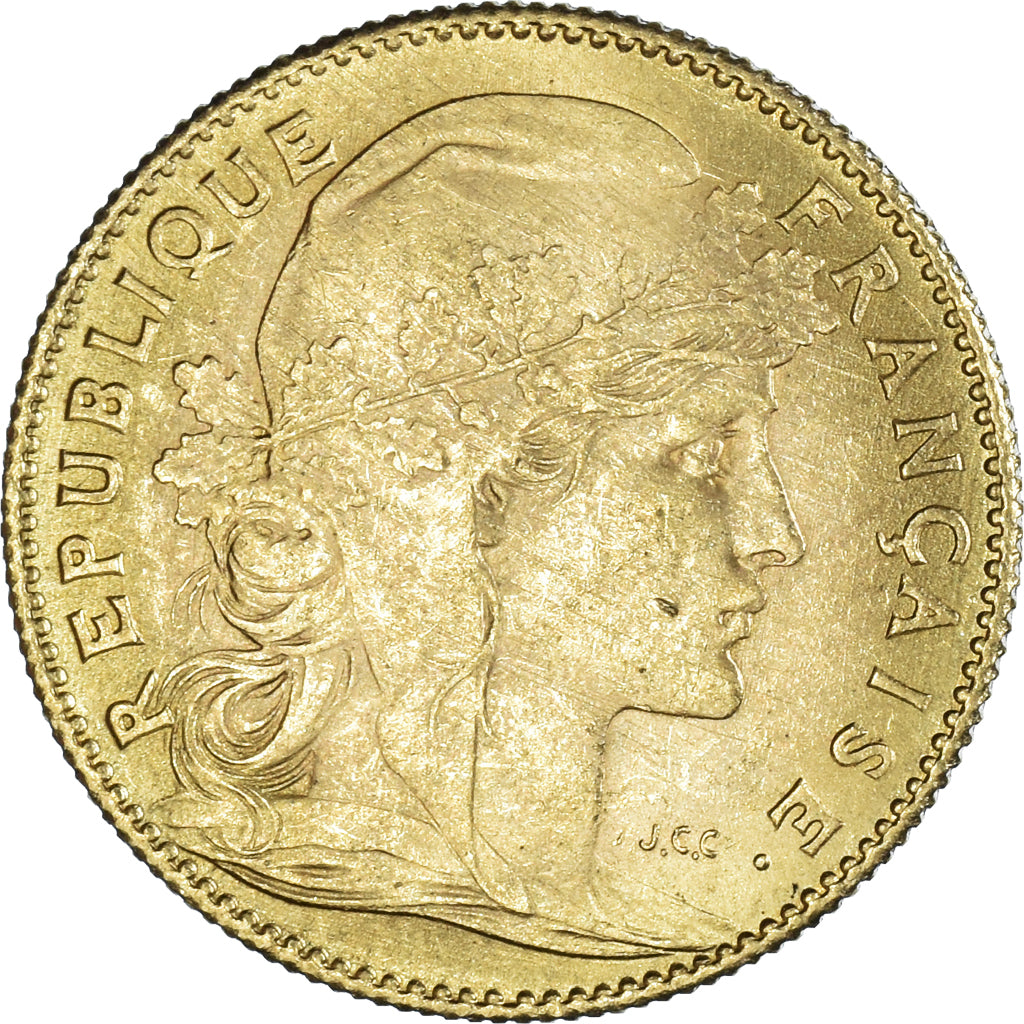 Moneda, Francia, Marianne, 10 Francs, 1914, Paris, EBC, Oro, KM:846