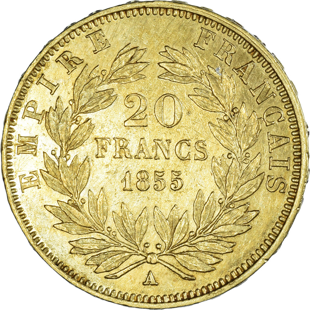Münze, Frankreich, Napoleon III, 20 Francs, 1855, Paris, SS, Gold, KM:781.1