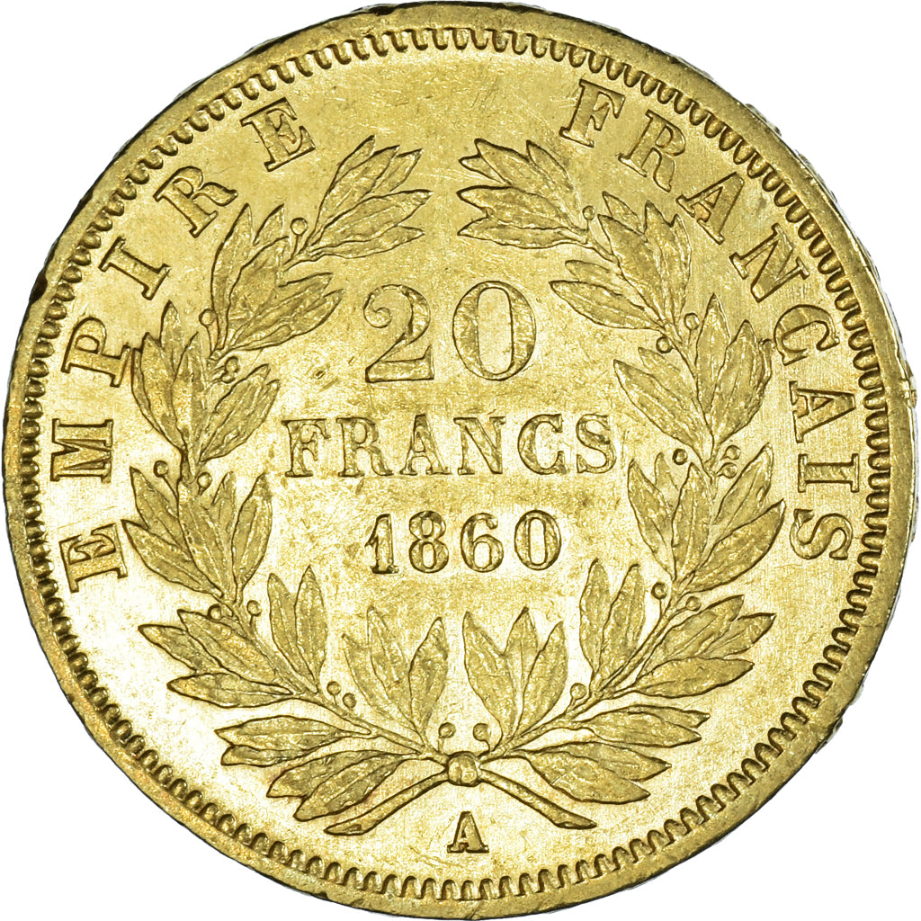 Coin, France, Napoleon III, 20 Francs, 1860, Paris, EF(40-45), Gold, KM:781.2