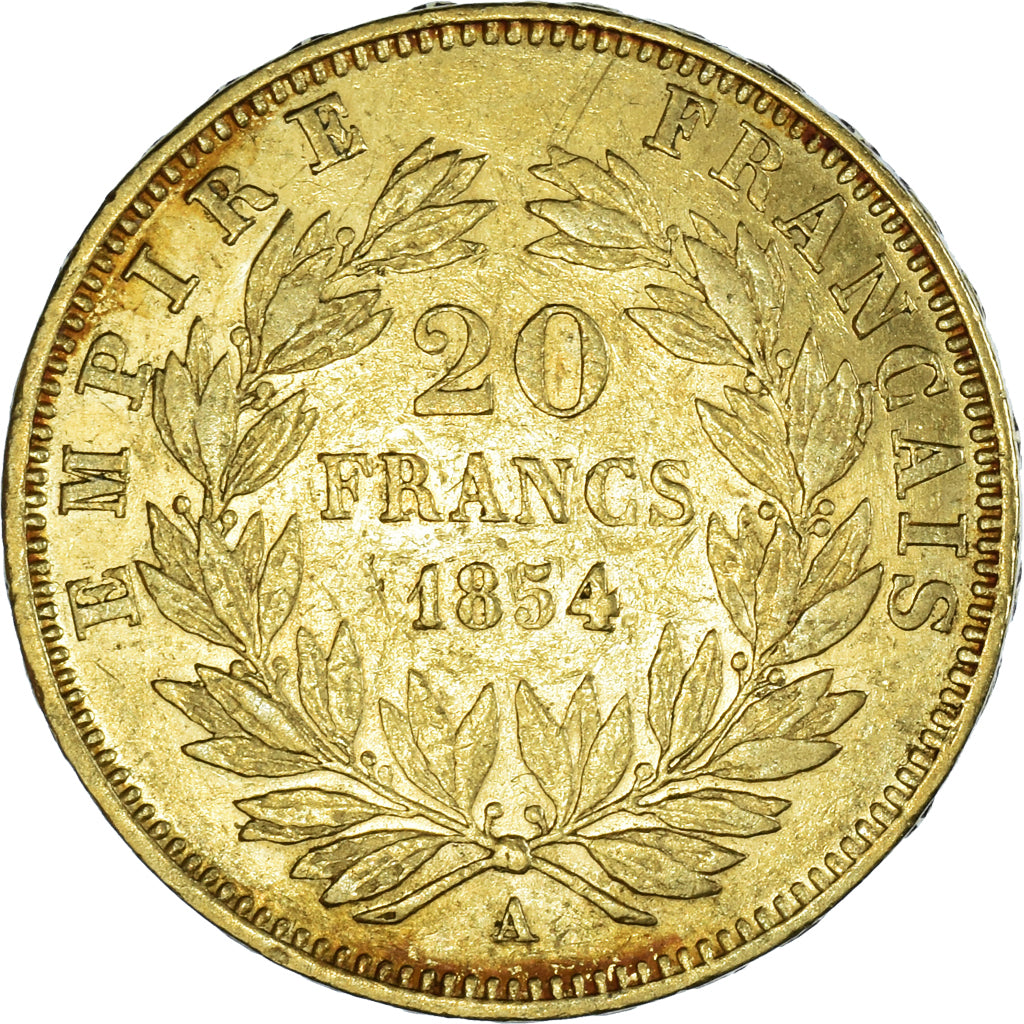 Moneda, Francia, Napoléon III, 20 Francs, 1854, Paris, MBC, Oro, KM:781.1