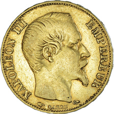 Moeda, França, Napoleon III, Napoléon III, 20 Francs, 1855, Paris, EF(40-45)