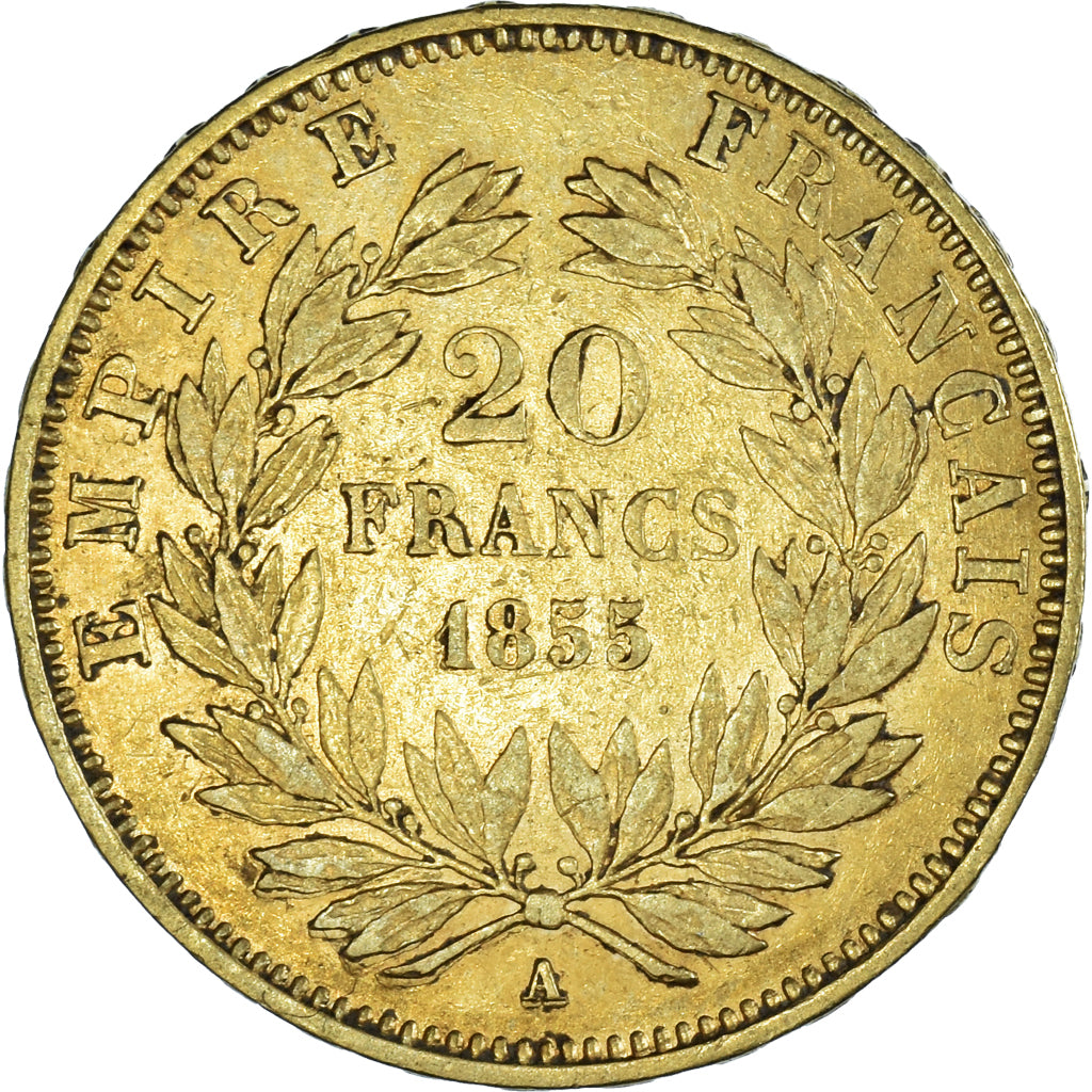 Moeda, França, Napoleon III, Napoléon III, 20 Francs, 1855, Paris, EF(40-45)