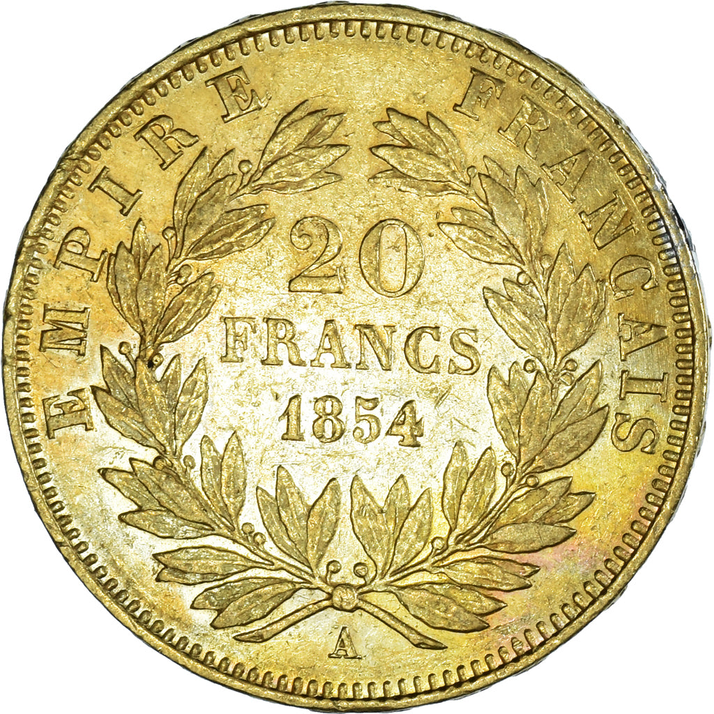 Moeda, França, Napoleon III, Napoléon III, 20 Francs, 1854, Paris, AU(55-58)