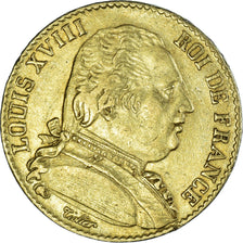 Monnaie, France, Louis XVIII, 20 Francs, 1814, Paris, TTB, Or, Gadoury:1026