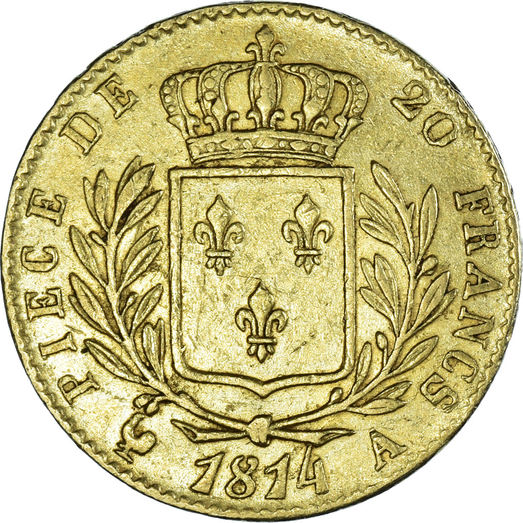 Monnaie, France, Louis XVIII, 20 Francs, 1814, Paris, TTB, Or, Gadoury:1026