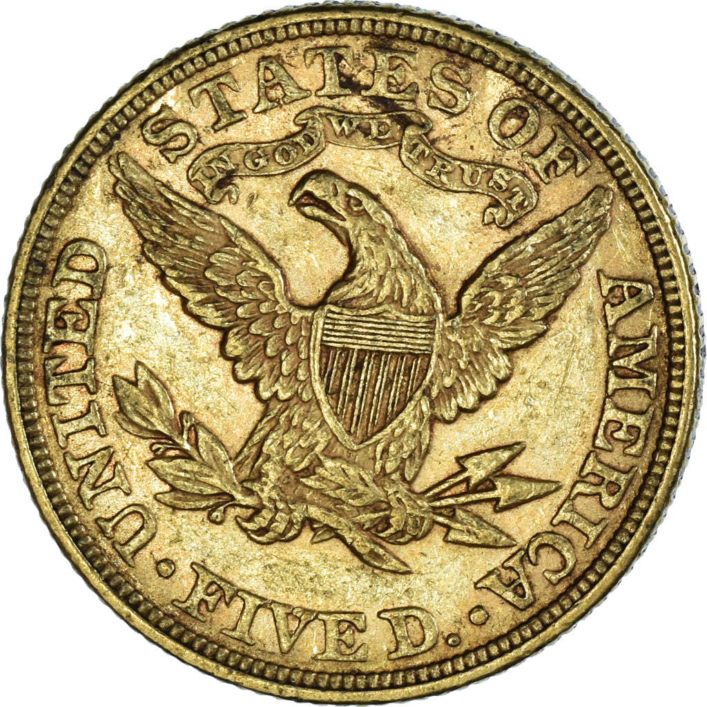 Monnaie, États-Unis, Coronet Head, $5, Half Eagle, 1892, U.S. Mint