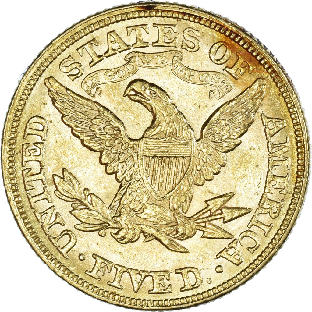 Coin, United States, Coronet Head, $5, Half Eagle, 1880, Philadelphia