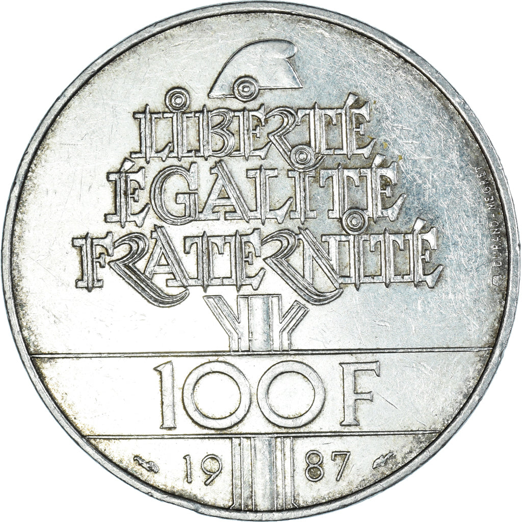 Coin, France, Lafayette, 100 Francs, 1987, EF(40-45), Silver, KM:962
