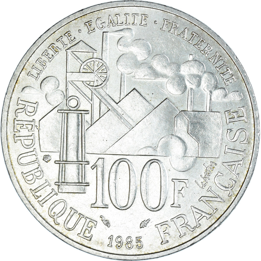 Coin, France, Germinal, 100 Francs, 1985, Paris, AU(50-53), Silver, KM:957