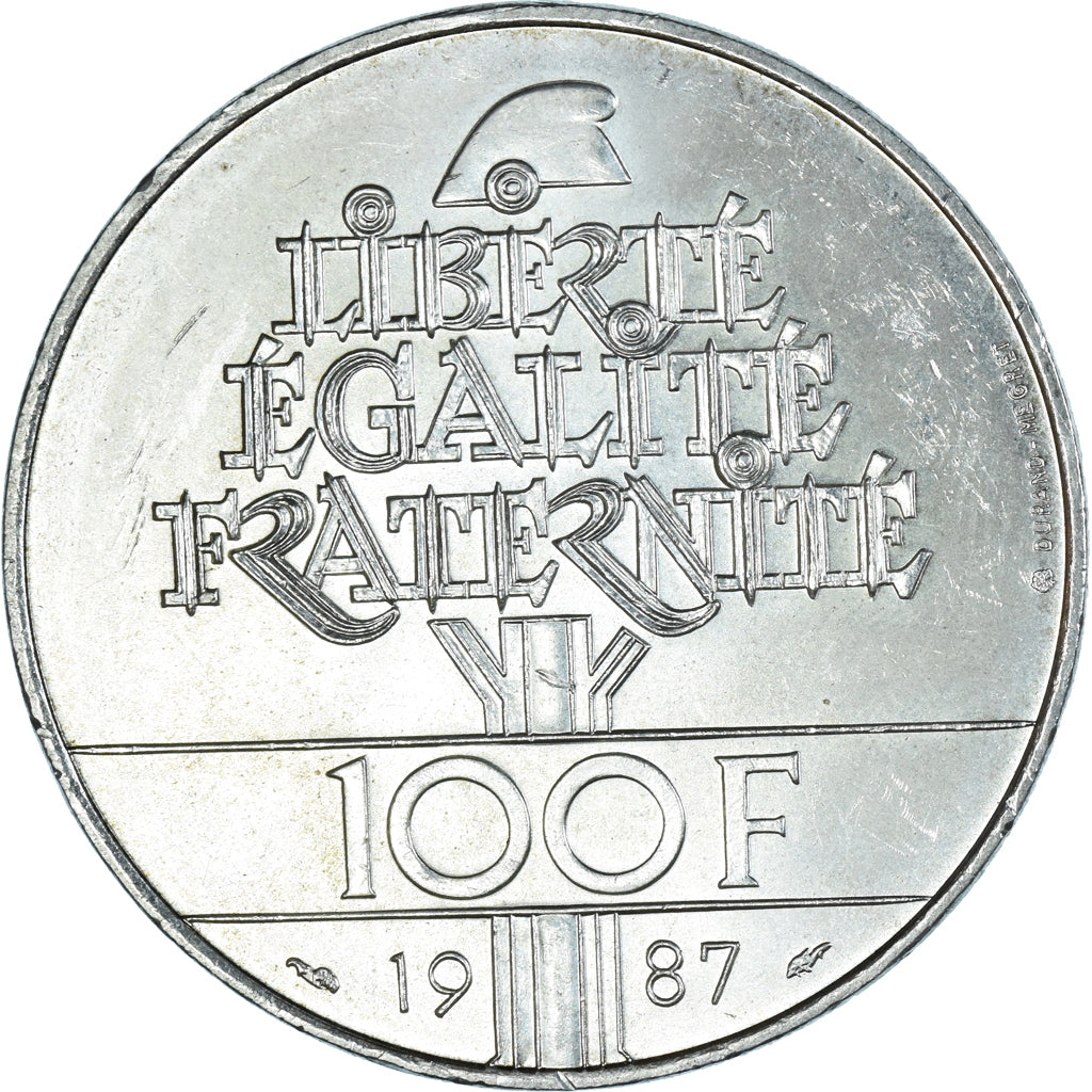Coin, France, Lafayette, 100 Francs, 1987, AU(55-58), Silver, KM:962