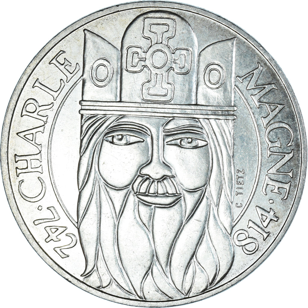 Coin, France, Charlemagne, 100 Francs, 1990, AU(55-58), Silver, KM:982