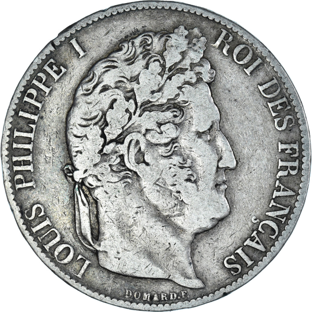 Moneta, Francia, Louis-Philippe, 5 Francs, 1847, Strasbourg, MB, Argento