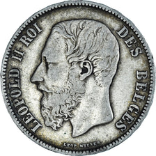 Moneta, Belgio, Leopold II, 5 Francs, 5 Frank, 1870, Brussels, BB+, Argento
