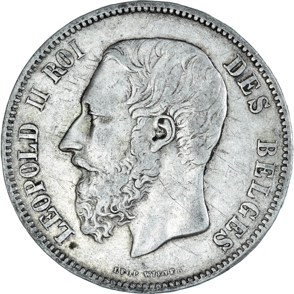 Coin, Belgium, Leopold II, 5 Francs, 5 Frank, 1869, EF(40-45), Silver, KM:24