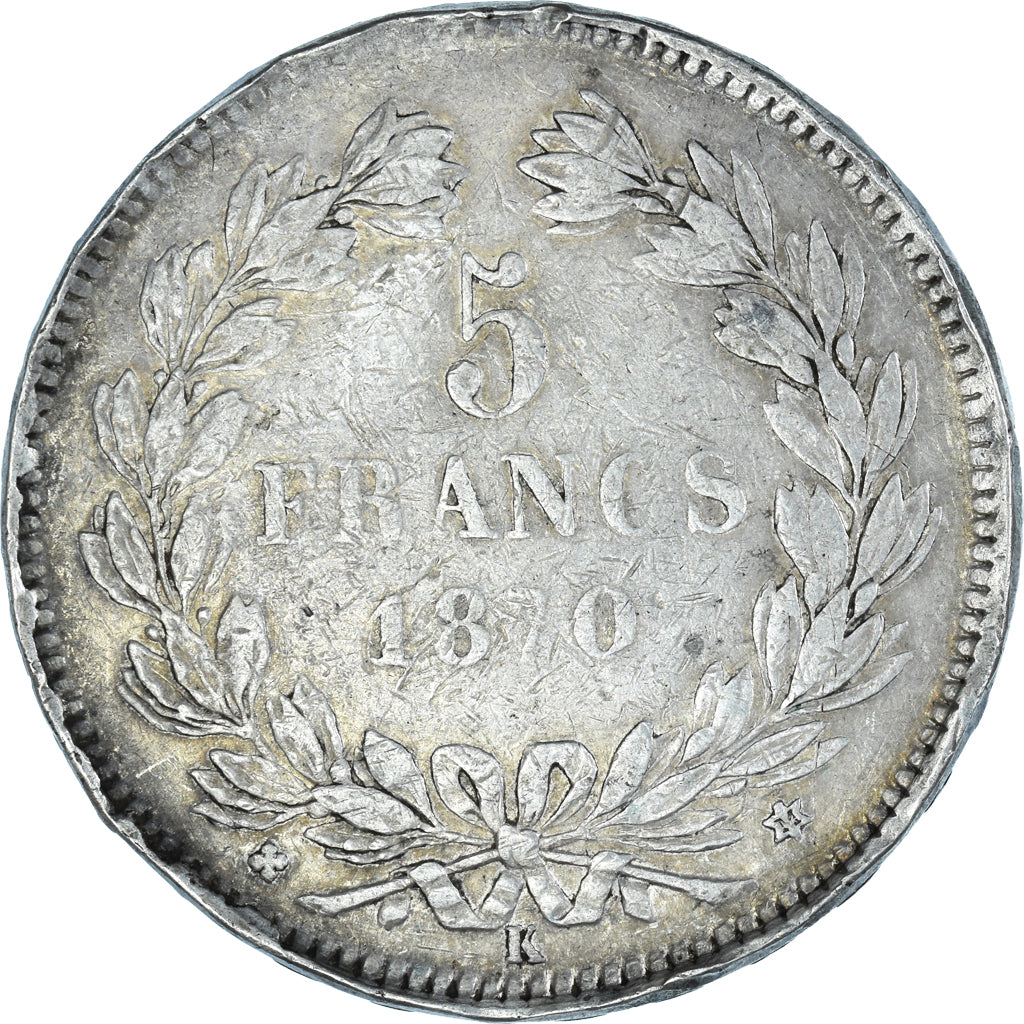 Munten, Frankrijk, Cérès, 5 Francs, 1870, Bordeaux, ZF, Zilver, KM:818.4