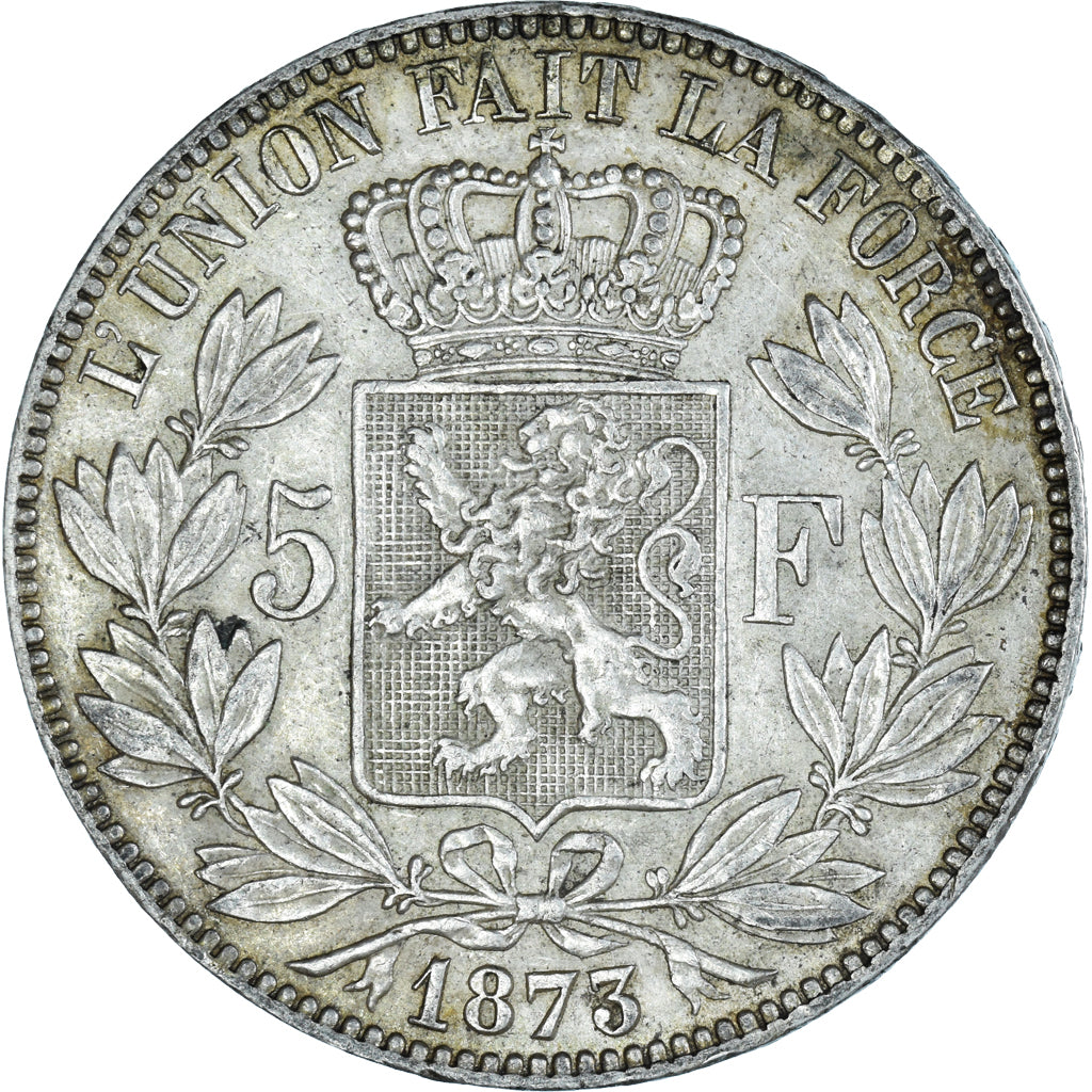 Coin, Belgium, Leopold II, 5 Francs, 5 Frank, 1873, AU(55-58), Silver, KM:24