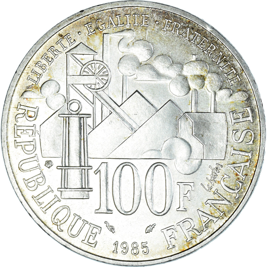 Moeda, França, Germinal, 100 Francs, 1985, AU(50-53), Prata, KM:957