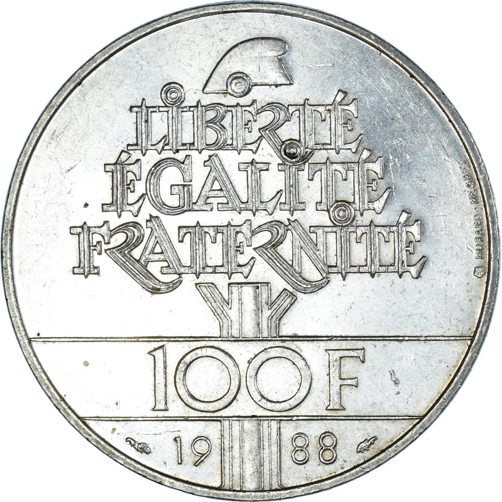 Monnaie, France, Fraternité, 100 Francs, 1988, TTB+, Argent, Gadoury:903