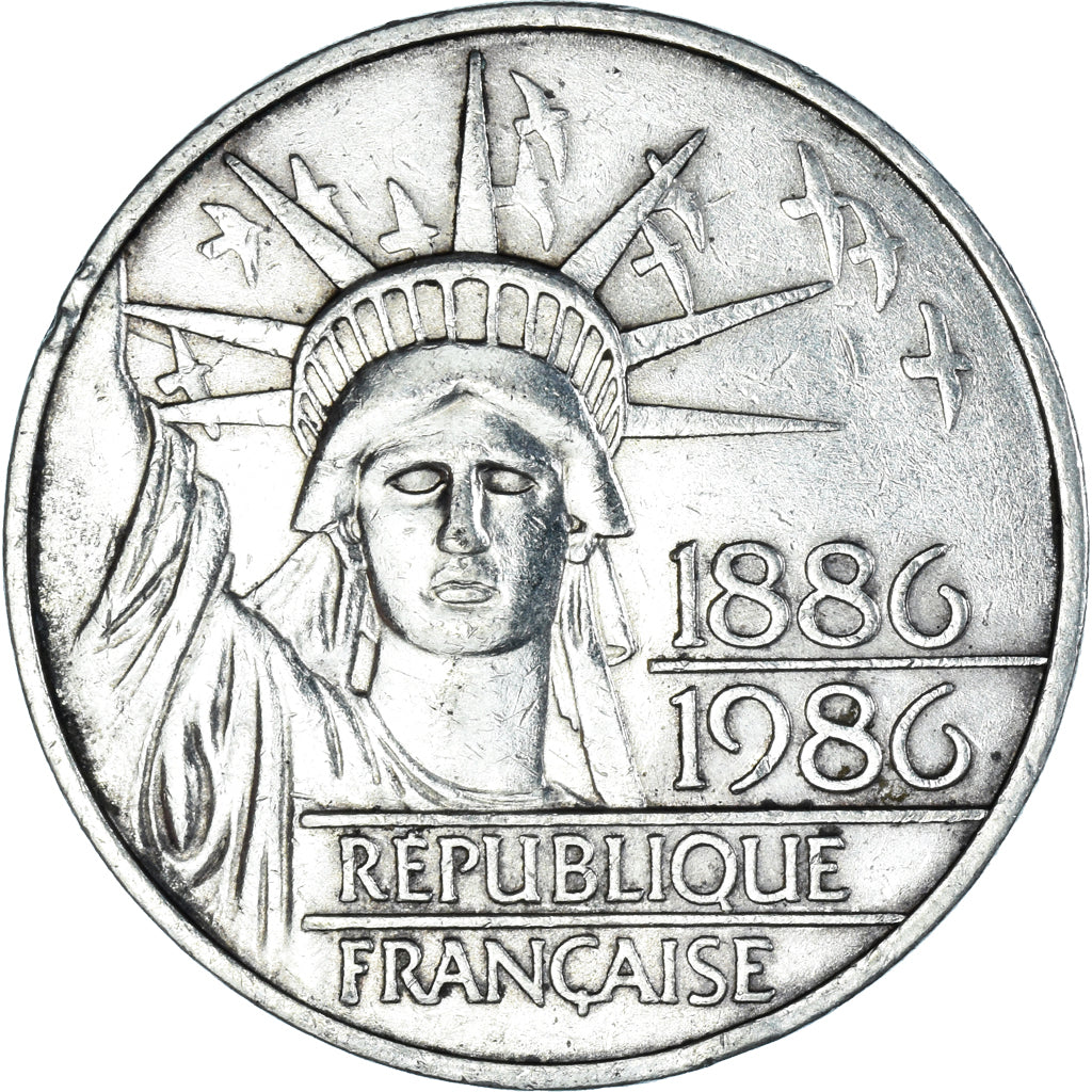 Coin, France, Statue de la Liberté, 100 Francs, 1986, EF(40-45), Silver