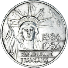 Coin, France, Statue de la Liberté, 100 Francs, 1986, EF(40-45), Silver