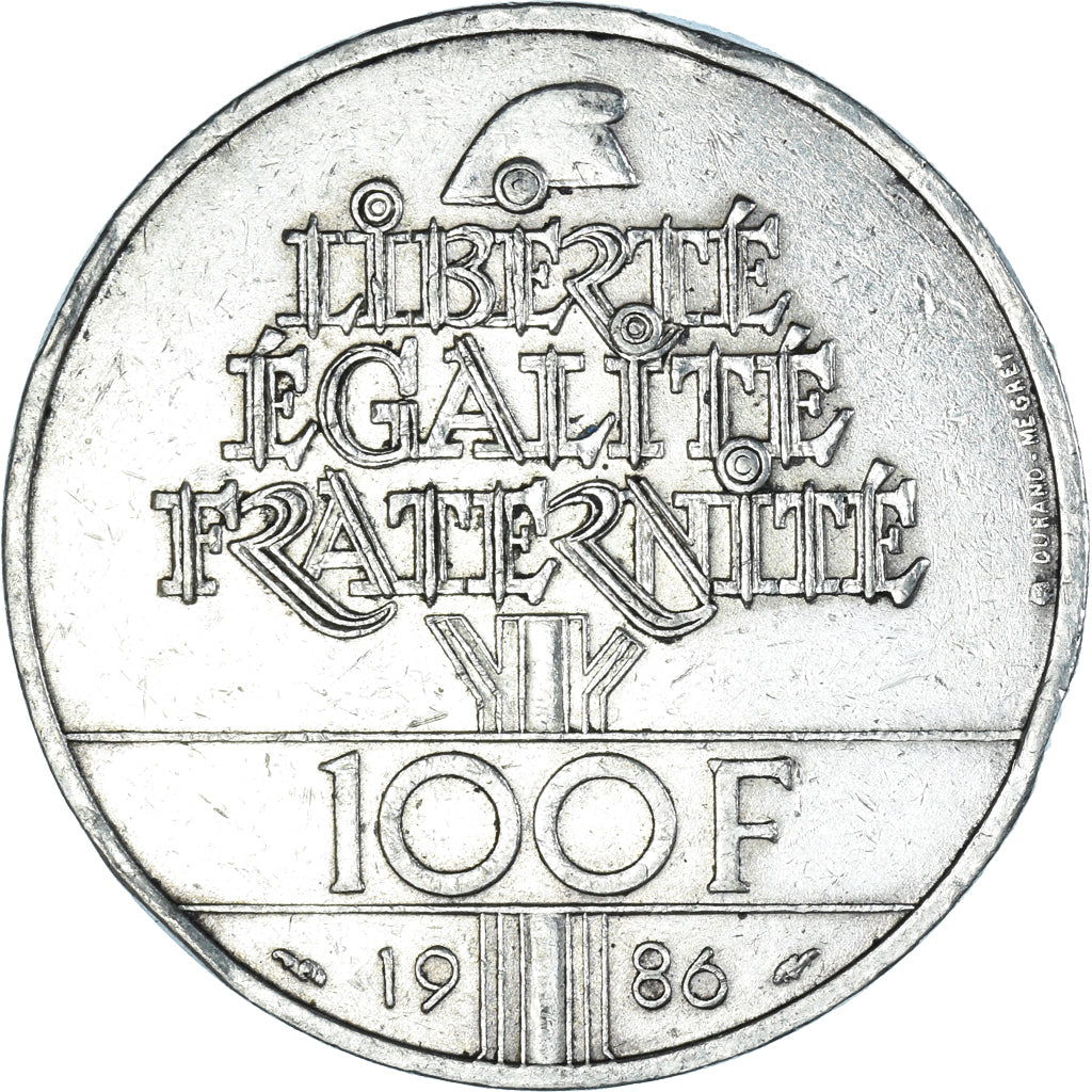 Coin, France, Statue de la Liberté, 100 Francs, 1986, EF(40-45), Silver