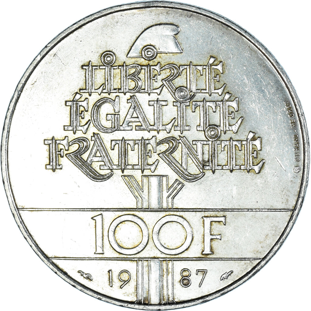 Coin, France, Lafayette, 100 Francs, 1987, AU(55-58), Silver, KM:962