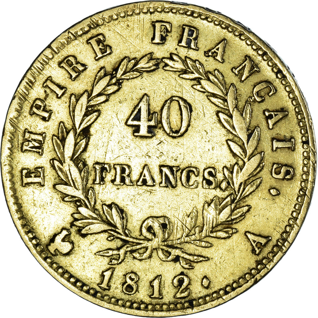 Moneda, Francia, Napoléon I, 40 Francs, 1812, Paris, MBC, Oro, KM:696.1