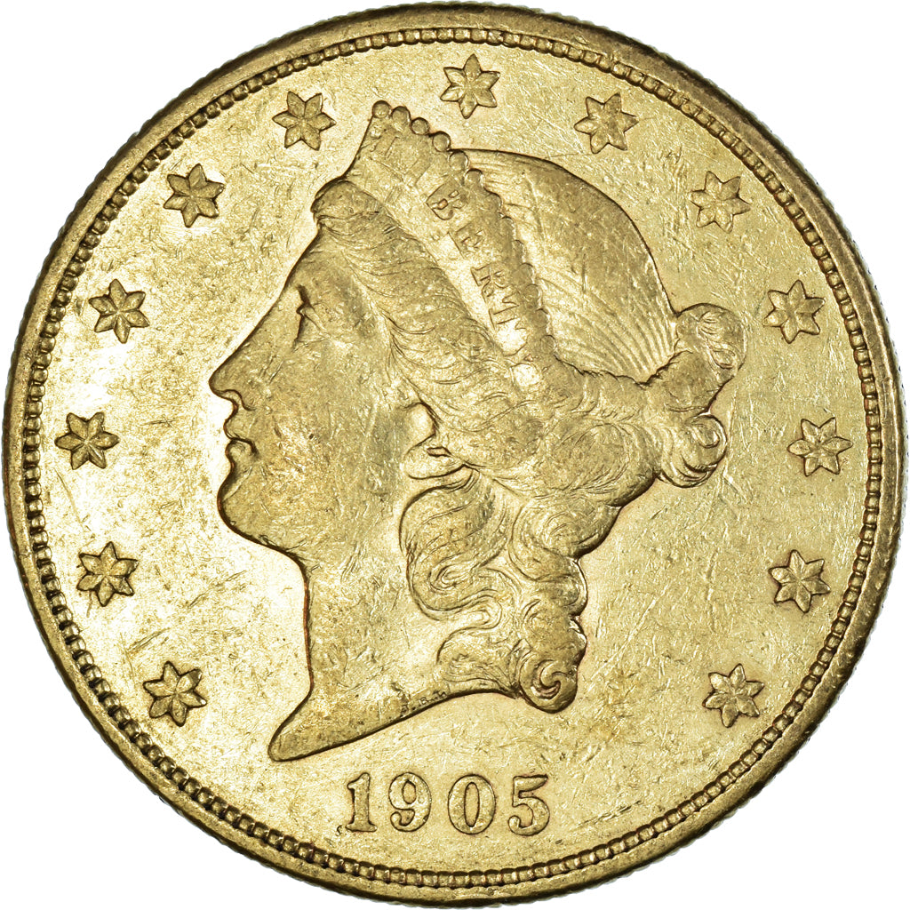 Coin, United States, Liberty Head, $20, Double Eagle, 1905, U.S. Mint, San