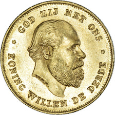 Coin, Netherlands, William III, 10 Gulden, 1875, Utrecht, MS(60-62), Gold