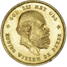 Coin, Netherlands, William III, 10 Gulden, 1877, MS(60-62), Gold, KM:106