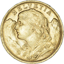 Moneta, Szwajcaria, 20 Francs, 1922, Bern, MS(63), Złoto, KM:35.1