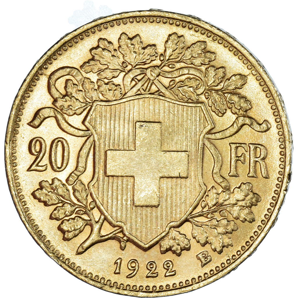 Coin, Switzerland, 20 Francs, 1922, Bern, MS(63), Gold, KM:35.1